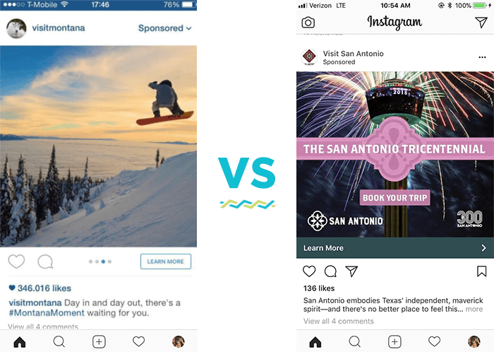 Comparison of two digital ads